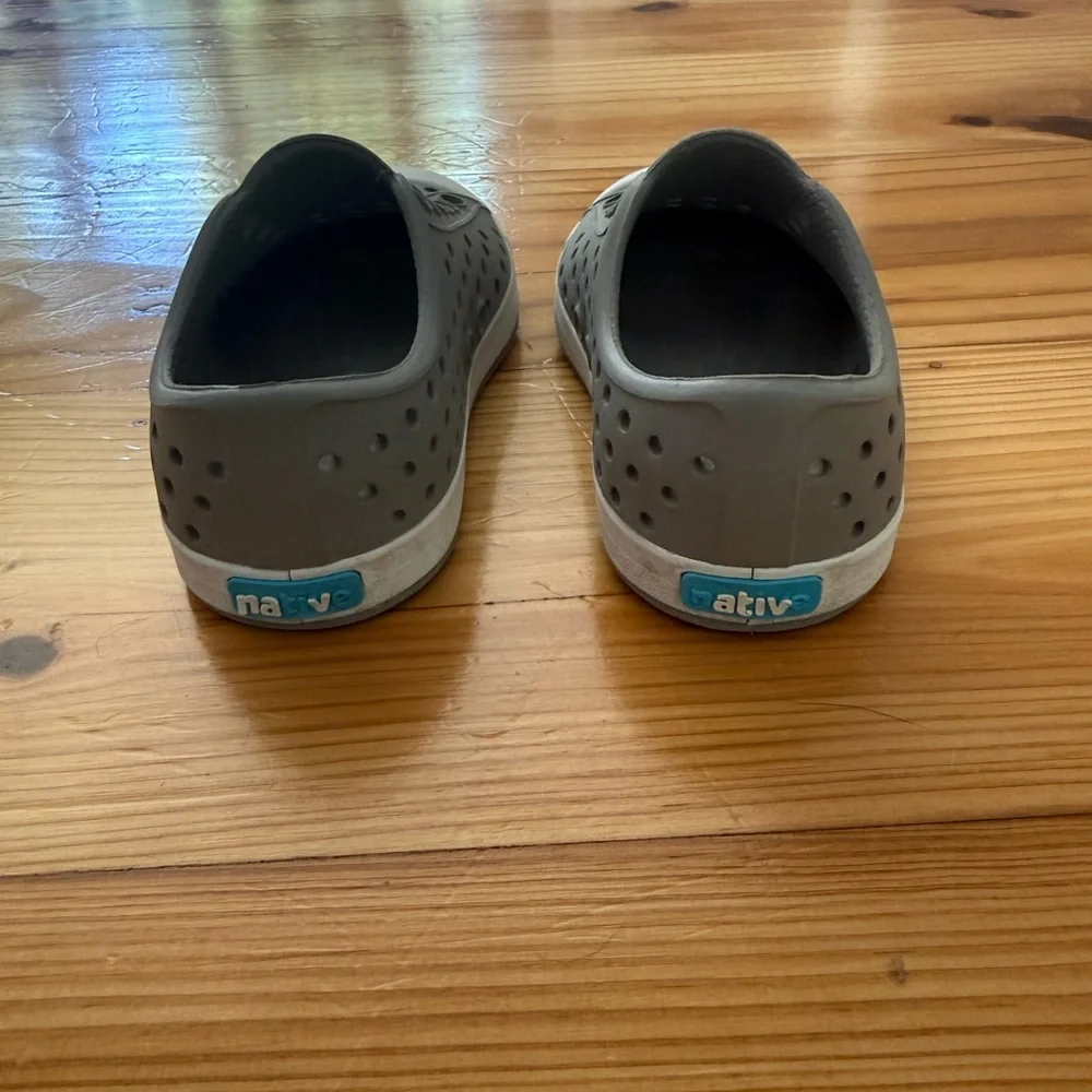 Native Kids Grey Water Slip-On Shoes with White Toe Cap